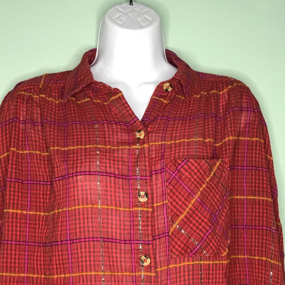 Free People Break My Stride Metallic Plaid Tunic - Picture 5 of 5